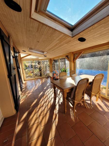 véranda vue piscine